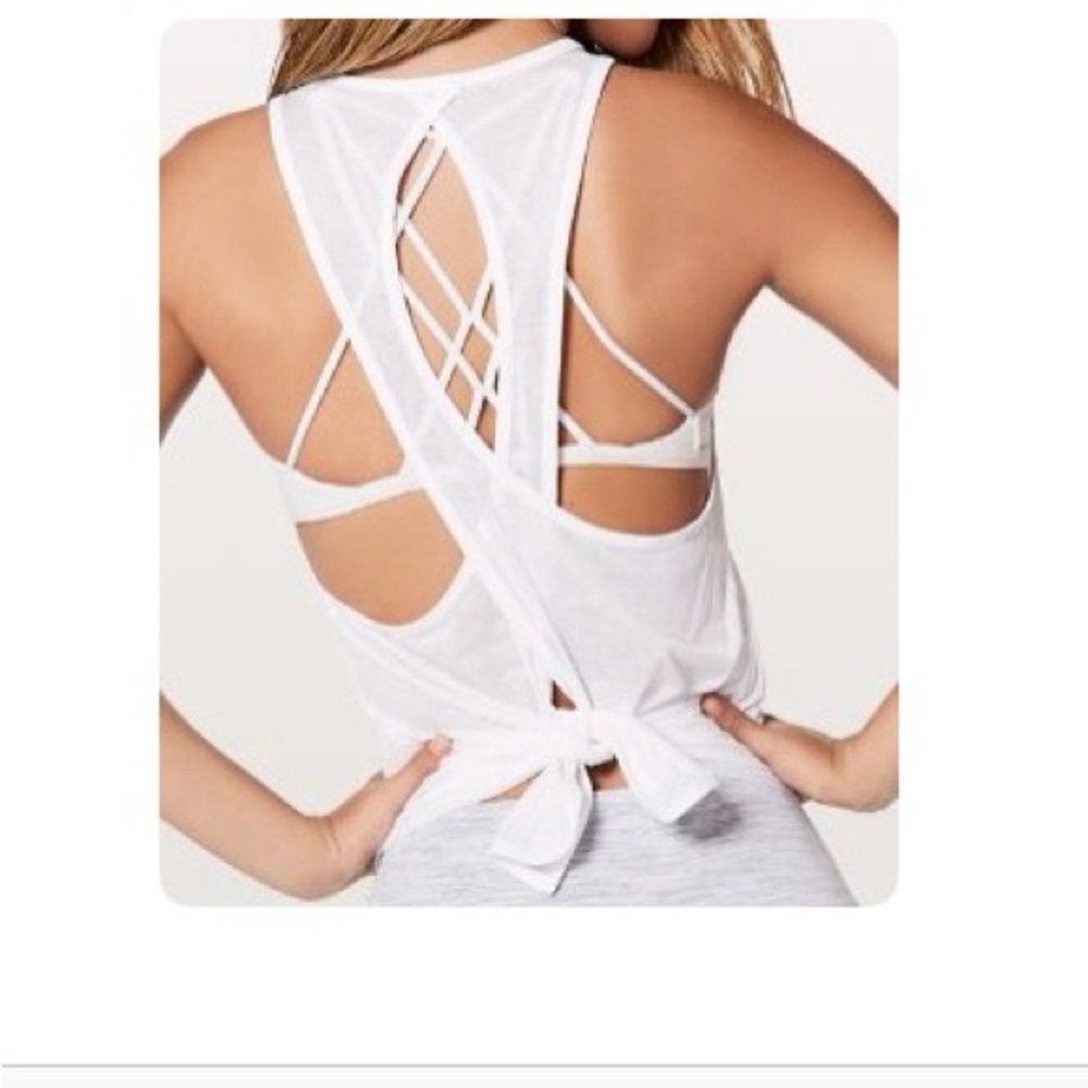 Lululemon White Crisscross Back Tank Top